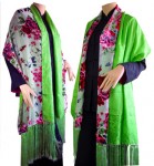 Amazing Grace HK: Free Shipping Green Silk and Velvet Shawl