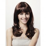 Capless Long Curly Brown Synthetic Wig Full Bang