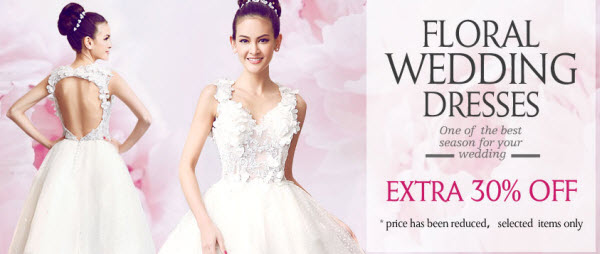 Floral wedding dresses at discounted prices at Milanoo.com