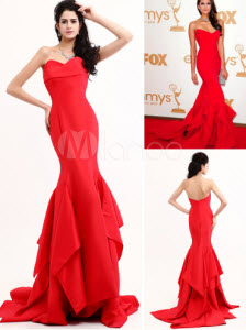 Strapless Mermaid Trumpet Sweep Celebrity Dress by Milanoo.com