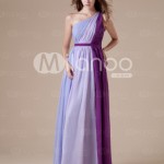 Lilac One-shoulder Chiffon Floor Length Womens Bridesmaid Dress