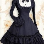 Dark Blue Long Sleeves Ruffle Lolita Dress