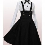White Long Sleeves Blouse And Black Lolita Skirt